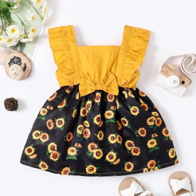 China Hot Selling Toddlers China Style Casual Off Shoulder Breathable Kids Girl Dress Summer Solid Color Party Indoor Wear for sale