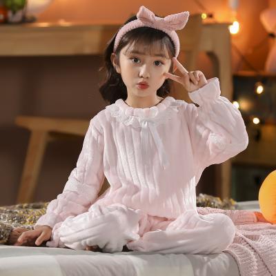 China QUICK DRY Princess Kids Pajamas Girls Lace Up Long Sleeve Mine Stripe Home Wear Cartoon Children's Tracksuit Suit for sale