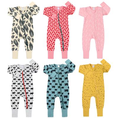 China Spandex/Organic Cotton Wholesale Newborn Baby Clothes Unisex Baby Romper Jumpsuit Long Sleeve Printed Baby Rompers Sets for sale