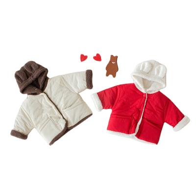 China Baby Winter Jacket Infants Boys Girls Clothes Small Viable Cute Bear Plush Thick Warm Double-Sided Cotton-Padded Jacket for sale