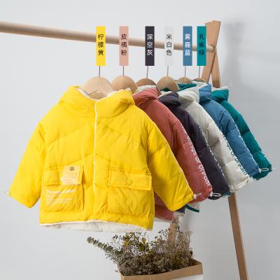 China Anti-wrinkle warm coat for boys and girls baby feather / down cotton-padded jacket for child with stand collar for sale