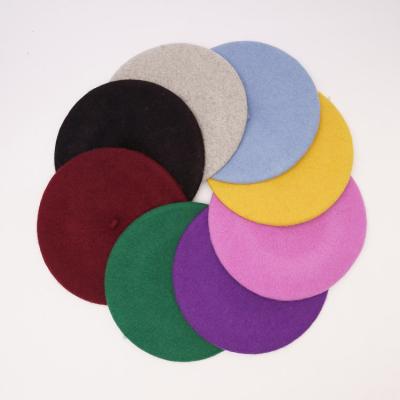 China Comfortable Custom Made Wool Logo Flat Top Multi Color French Beret Hats For Female for sale