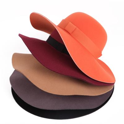 China Comfortable Custom Logo Plain Female Adults Girls 100% Polyester Felt Trilby Fedora Hat for sale