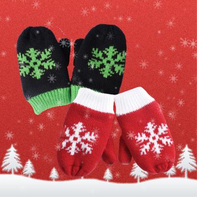 China Warm& Custom Logo Suppliers Kids Warm Winter Christmas Comfortable Acrylic Knitted Gloves for sale