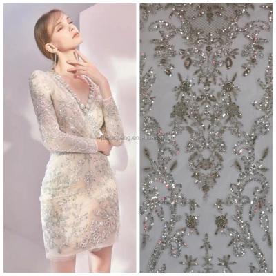 China Water Resistant Fabric Luxury Embroidery Beading Bridal Sequins for sale