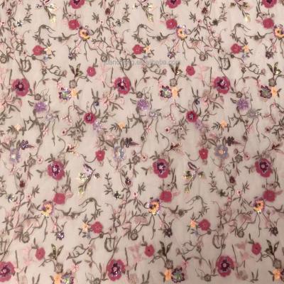 China Water Resistant Flower Embroidery Tulle Fabric for sale