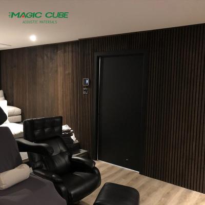 China Wood Slat Wall Panels - Wood Black Acoustic Felt - 2400x600x22mm for sale