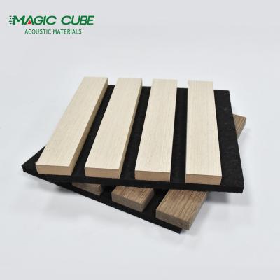 China Recycled Polyester Fiber MDF Wood Veneer Wood Slat Acoustic Panel for Noise Reduction for sale