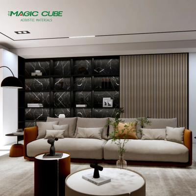 China Edge to Edge 13mm Soundproof Paneling Acoustic Panel with Wood Wall Veneer Slat Design for sale