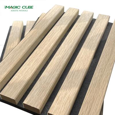 China Bedroom Coating Finish Acupanel Contemporary Oak Grey Felt Acoustic Wood Wall Panels for sale