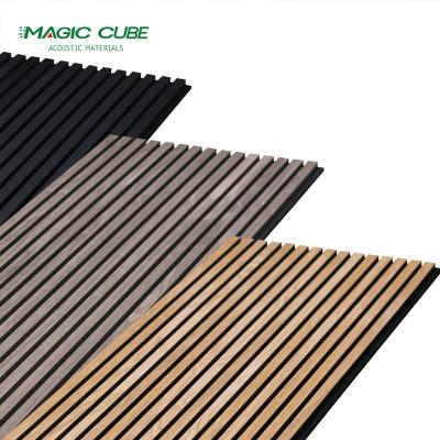 China 26kg/pcs Modern Design Wall Ceiling Decorative Acoustic Slat Wood Wall Panels Sound Absorb Board for sale