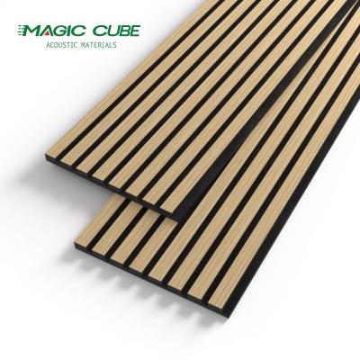 China Wall Soundproofing Pet Felt Backing Wooden Slat Acoustic Panel for Sound Absorption for sale