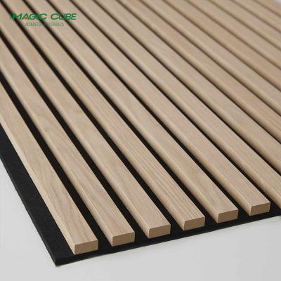 China Polyester Thickness 9mm/12mm Akupanel Wood Acoustic Slat Wall Panel for Apartments for sale