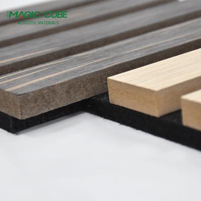 China Fireproof E1 MDF Acoustic Slat Wood Panels Black For Wall Soundproofing for sale