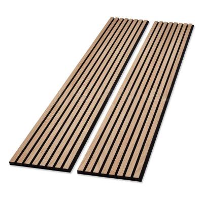 China Accoustic Wood Slat Wandpanelen Met Schuim Voor Interieur Wand Decoratie Voor Woonkamer Slaapkamer Keuken Kanalen Te koop