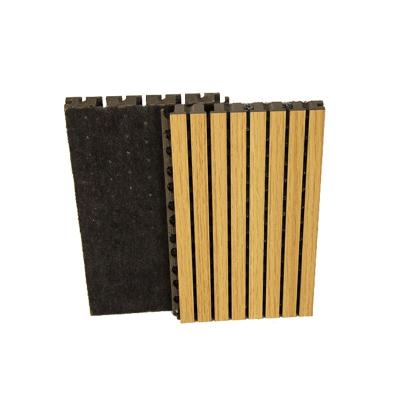 China MASTER ACOUSTIC Groove Wall Varnish Veneer Wooden Painted Slot Board Decorative Acoustic Grooved Panel for sale