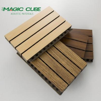 China Eco-friendly interior slats pet and wooden soundproof grooved acoustic wall panel for sale