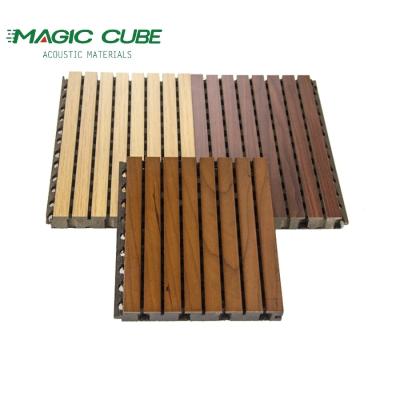 China Factory Direct Supply wood grooved  Slat Wooden Timber MDF Core acoustic panel For Auditorium for sale