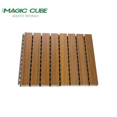 China Easy Install Decorative oak veneer finish acoustic grooved wood panel for Office Building for sale