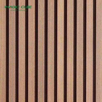 China 21mm Thick Acupanel Walnut Wood Slat Wall Panel With Black Acoustic Tissue Behind for sale