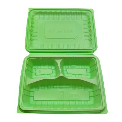 China Stocked Food Storage And Container Disposable Lunch Box 3 Compartment Plastic Food Container for sale