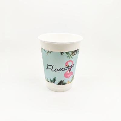 China Wholesale Disposable High Quality Biodegradable Wallpaper Double Cup Thickened Milk Tea Cup Drinkware Cup With Lid for sale