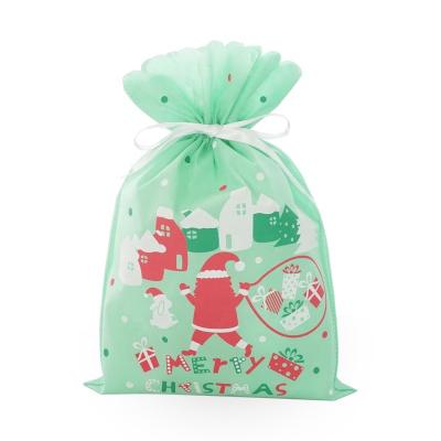 China Green Color Handled Package Party Decoration Style Christmas Gift Eco Japanese Non Woven Gift Wrapping Bag for sale