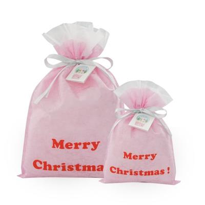 China Handled Embossing Fabric Christmas Decoration Persent Pouches Customized Non Woven Gift Eco Tote Bag for sale