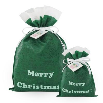 China Embossing Handled Logo Drwastring Gift Bag Christmas Nonwoven Pouch Customized Fabric Customized Eco-friendly Promotional Bag for sale