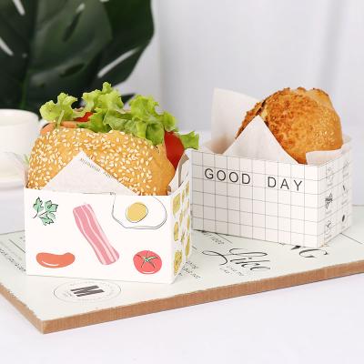 China Wholesale Custom Disposable Popular Sandwich Box Ivory Panel Rectangle Packaging Sandwich Envelope Box for sale