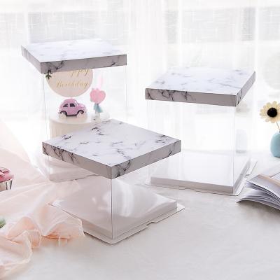 China Disposable hot sales 4 inch four color cover transparent small cake boxes cake boxes high quality sale for sale