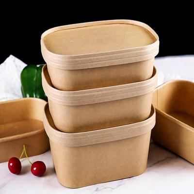 China Wholesale Disposable Salad Fruit Paper Packing Box Lunch Box Salad Packing Takeout Box for sale