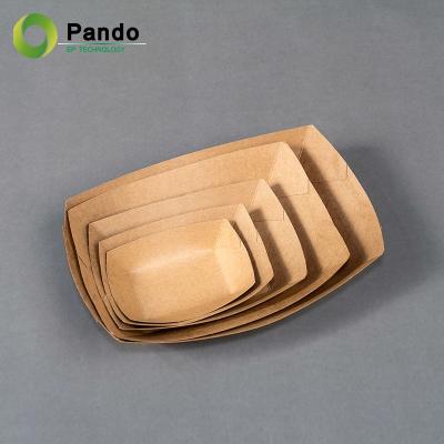 China Paper Boattray Disposable Rectangular Food Wrapping Trays Boat Customization Hot Dog For Fries for sale