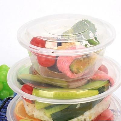 China Viable Wholesale Plastic Clear Big Size Round Shape Takeout Food Containers With Lid for sale