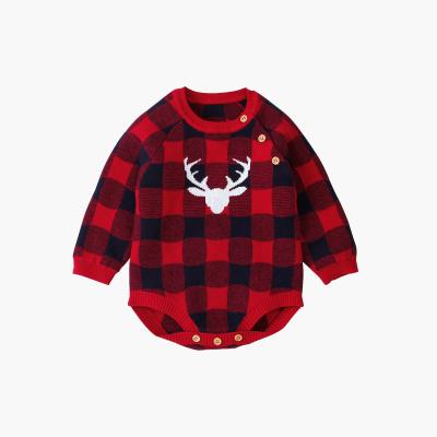 China Wholesale Cozy Breathble Onesie Clothes 100% Cotton Knit Long Sleeve Christmas Baby Climbing Romper for sale