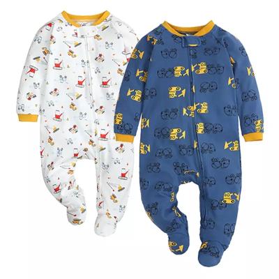 China Wholesale Comfy Breathble Cotton Long Sleeve 100% Jumper With Foot Newborn Baby Boy Girl Jumpsuit Rompers for sale