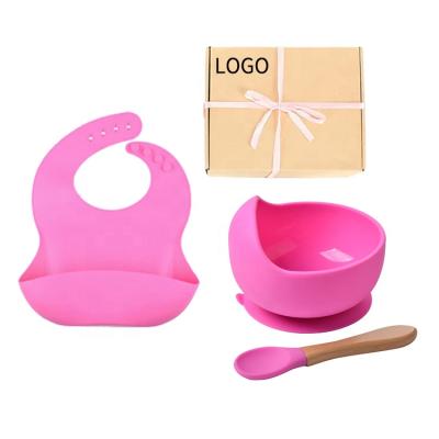 China Wholesale Baby Feeding Set Soft Spoon Washable BPA Free Water Proof Easy Washable Silicone Baby Bib With Bowl for sale