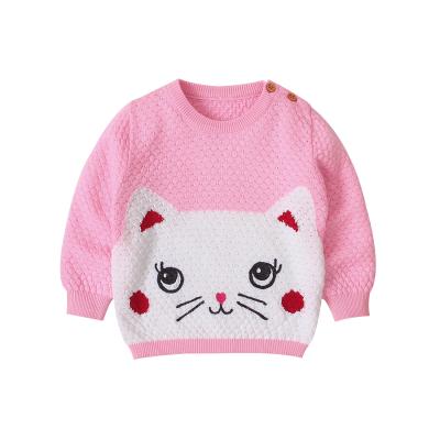 China Anti-pilling Cute Baby Sweater Kitten Baby Clothes Pullover Knitted Casual Outwear Autumn Clothes for sale