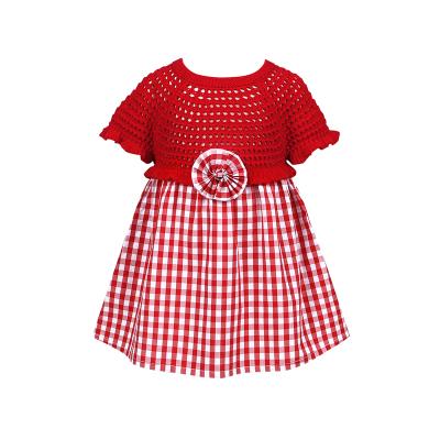 China Lovely Anti-wrinkle Summer Kids Dresses Girl Sheer Cotton Short Sleeve Dress Hollow Outwear Breathable One-Piece Dress for sale