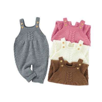 China 100% Acrylic Hot Selling Infant Autumn Romper Clothes Pants Plain Baby Jumpsuit Knitted Baby Sweat Jumpsuit Pants for sale