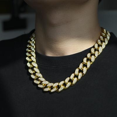 China Custom Hiphop Mens Hops Iced Out S925 Moissanite Yellow White Cuban Tennis Silver 9k 10k 14k 18k Gold Hop Chain Necklace for sale