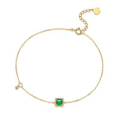 China CLASSIC Jewelry Bracelets 9K Fine Gold Real Moissanite Emerald Gemstone Gold Anklets For Women for sale