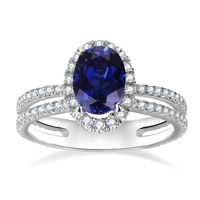 China CLASSIC LOVE LIFE Oval Cut Sapphire Gemstone Wedding Bands Fine Jewelry Rings Jewelry Women for sale