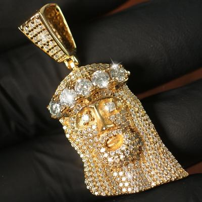 China Hiphop Custom Design Iced Out Solid Gold Silver Moissanite Jesus Pendant For Man Luxury Moissanite 925 10k 14K for sale