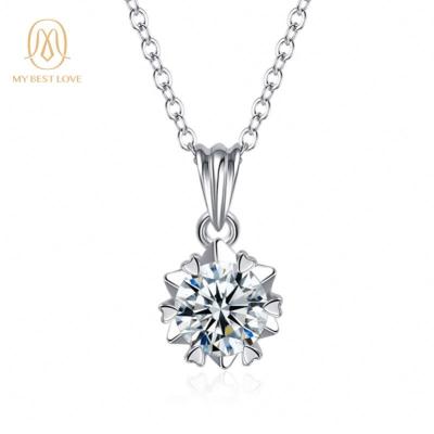 China FASHIONABLE wholesale women 925 Sterling Silver Moissanite Diamond Necklace silver necklace factory love for sale