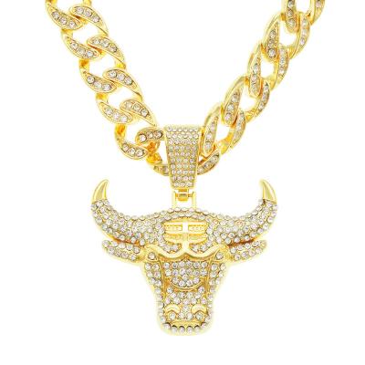 China Environmentally friendly fresh punk hip hop moissanite hip-hop Taurus European and American three-dimensional pendant Cuban head chain for sale