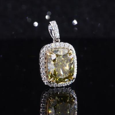 China CLASSIC Modern Pendants Light Up Rectangle Shape Moissanite 14k White Gold Pendant for sale