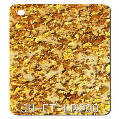 China Chunky Clear Gold Glitter Acrylic Sheets 4x8 1.2g/cm3 Plexiglass Cut To Size for sale