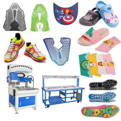 China Automatic Multicolor Running Products PU Sport Shoes Upper Vamp Molding PVC Sandal Slipper Strap Cover Shoe Rubber Sole Making Machine for sale