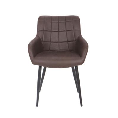 China Modern Soft Fabric Dining Chair Good Quality Metal Leg Brown Dining Chairs for sale